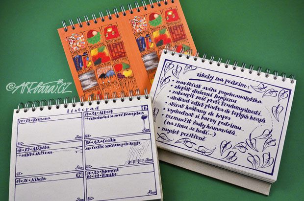 originální autorský stolní kalendář s pohlednicema 2002  na míru pro Camel Zone - návrh, text, ručně psané písmo a ilustrace v tisku