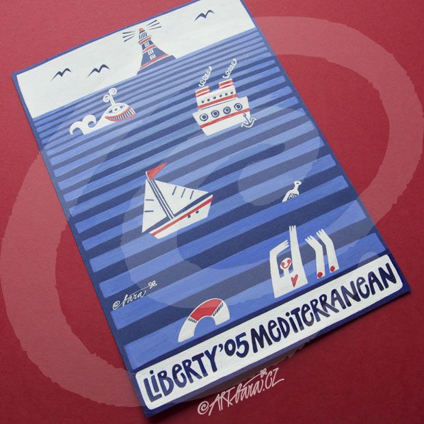 ilustrace - motiv na posádkové námořnické tričko